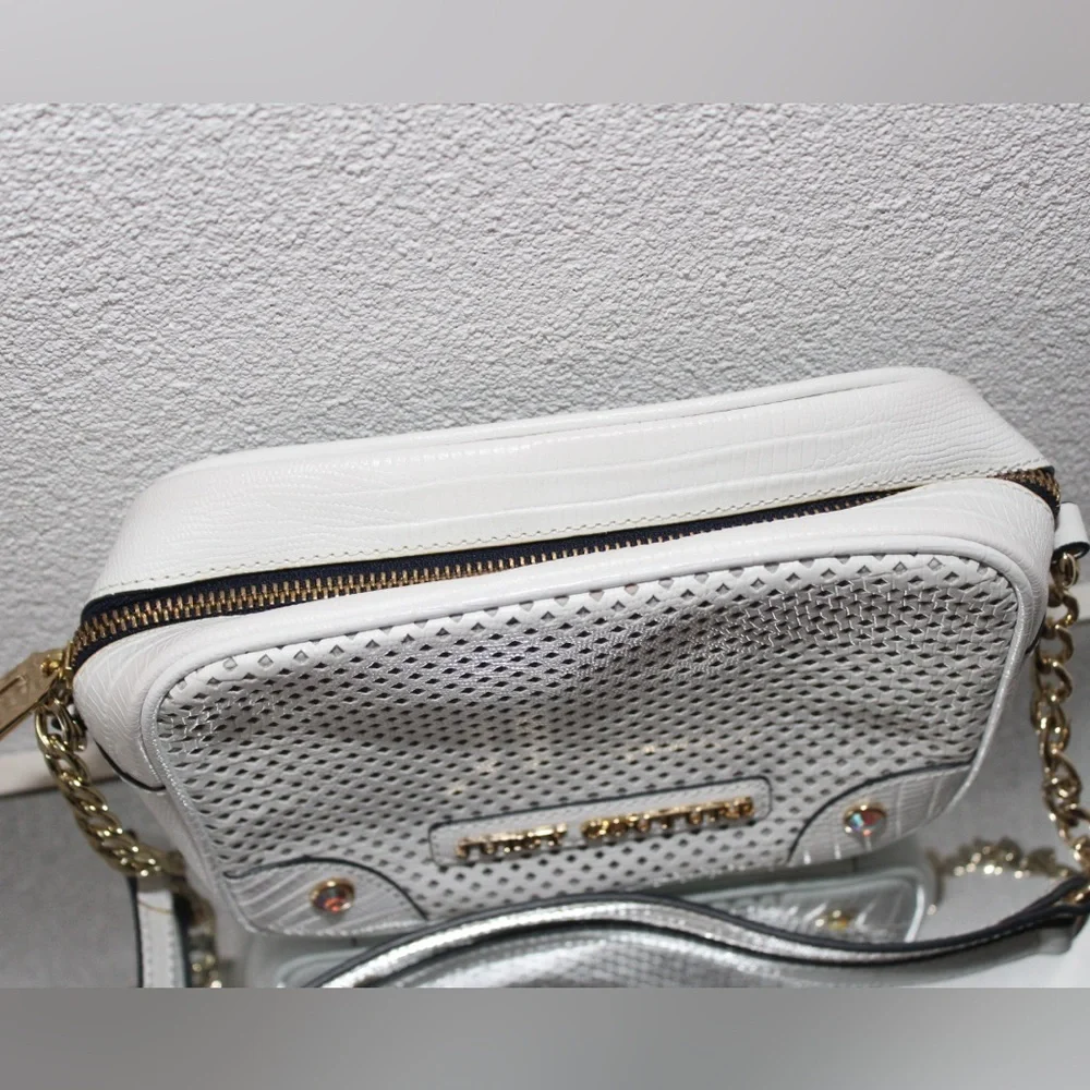 Juicy Couture Sierra Perforated Leather White Camera Cross Body Bag Purse - Picture 3 of 5
